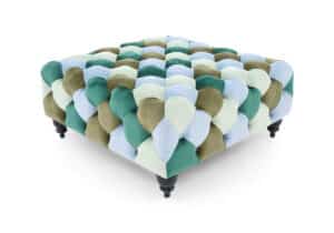 Chesterfield ottoman Springtime Patchwork